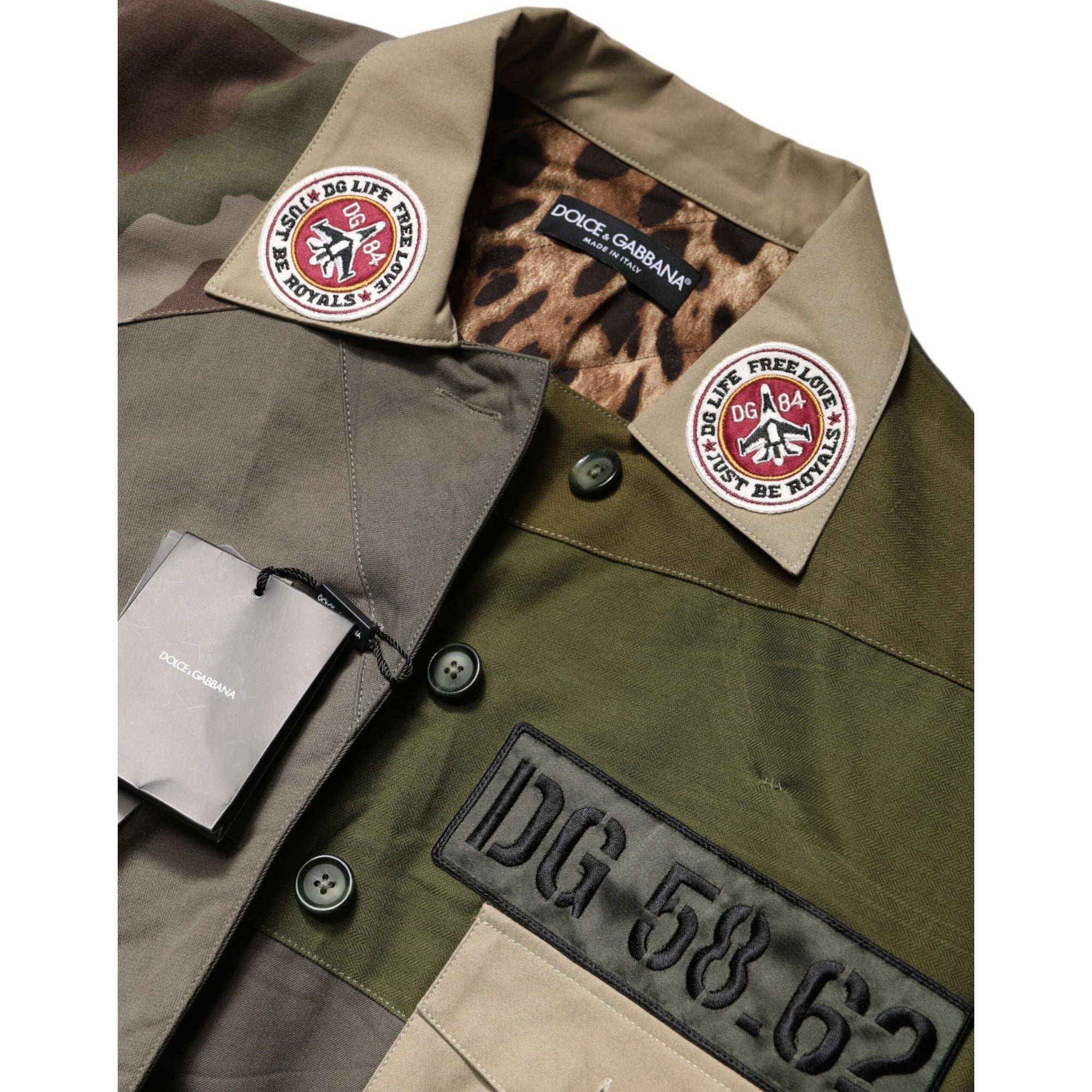 Jachetă din bumbac verde militar cu nasturi Dolce & Gabbana