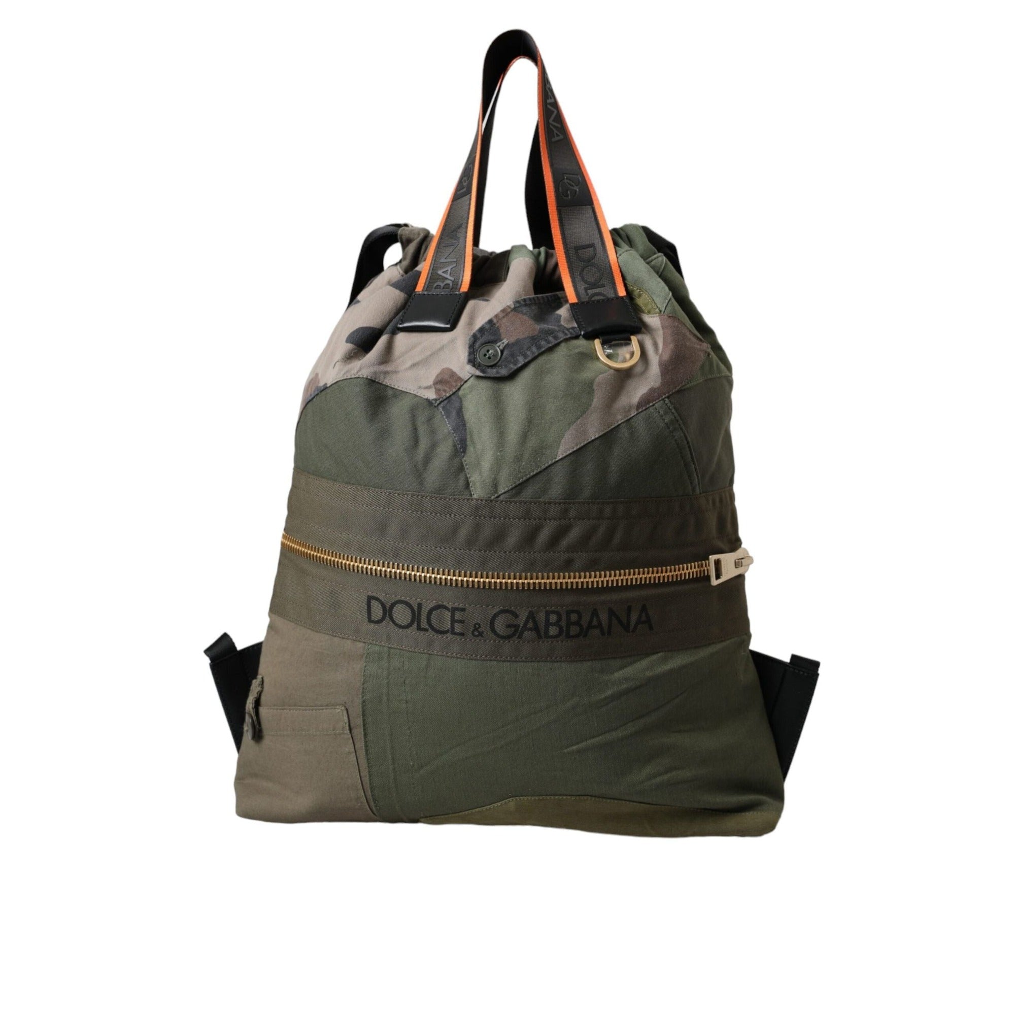 Rucsac Dolce & Gabbana verde militar cu patchwork