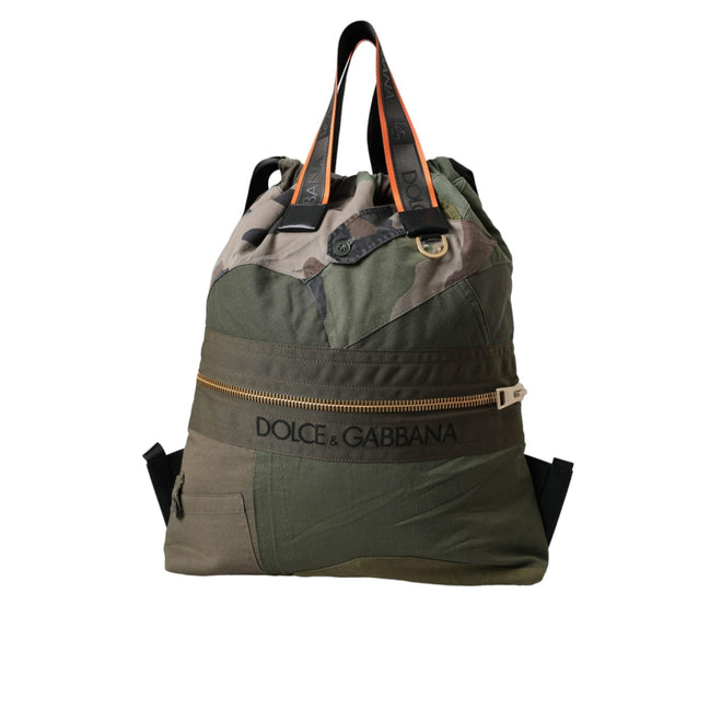 Rucsac Dolce & Gabbana verde militar cu patchwork
