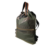 Rucsac Dolce & Gabbana verde militar cu patchwork