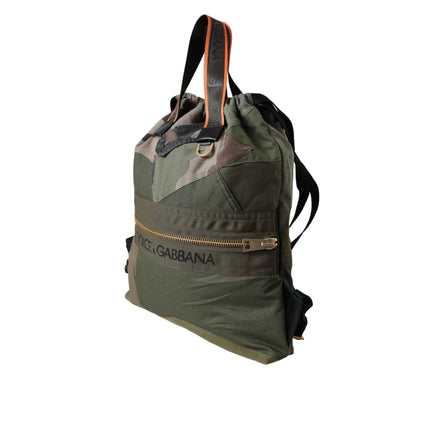 Rucsac Dolce & Gabbana verde militar cu patchwork
