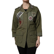 Jachetă / Palton Dolce & Gabbana Military Green Queen Embellished