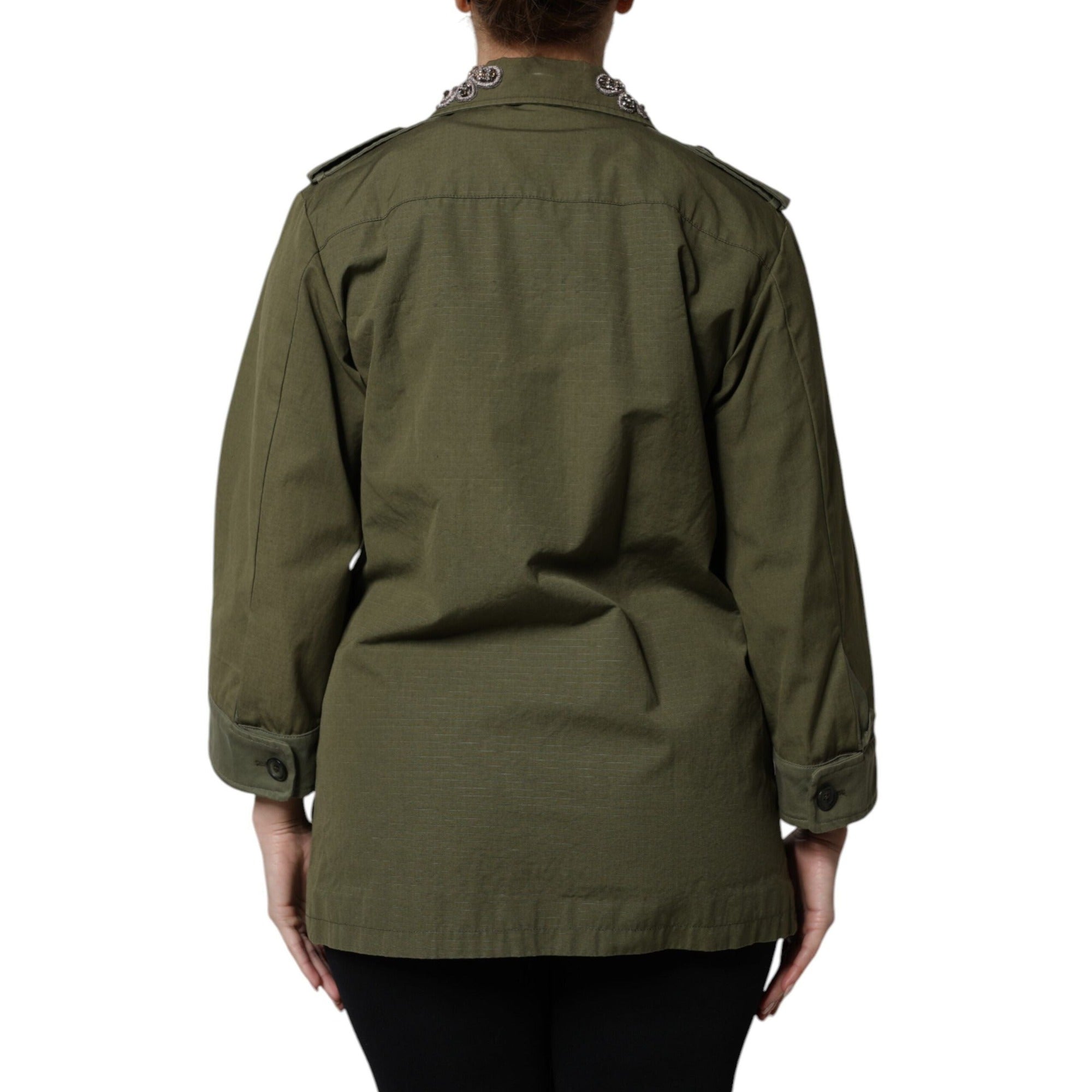 Jachetă / Palton Dolce & Gabbana Military Green Queen Embellished