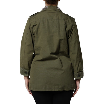 Jachetă / Palton Dolce & Gabbana Military Green Queen Embellished