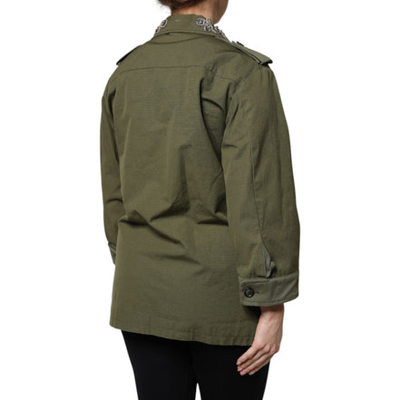 Jachetă / Palton Dolce & Gabbana Military Green Queen Embellished