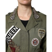 Jachetă / Palton Dolce & Gabbana Military Green Queen Embellished