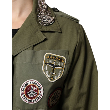 Jachetă / Palton Dolce & Gabbana Military Green Queen Embellished