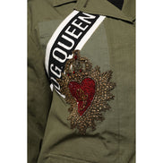 Jachetă / Palton Dolce & Gabbana Military Green Queen Embellished