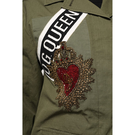 Jachetă / Palton Dolce & Gabbana Military Green Queen Embellished