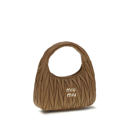 Geantă de umăr Miu Miu bej din piele nappa
