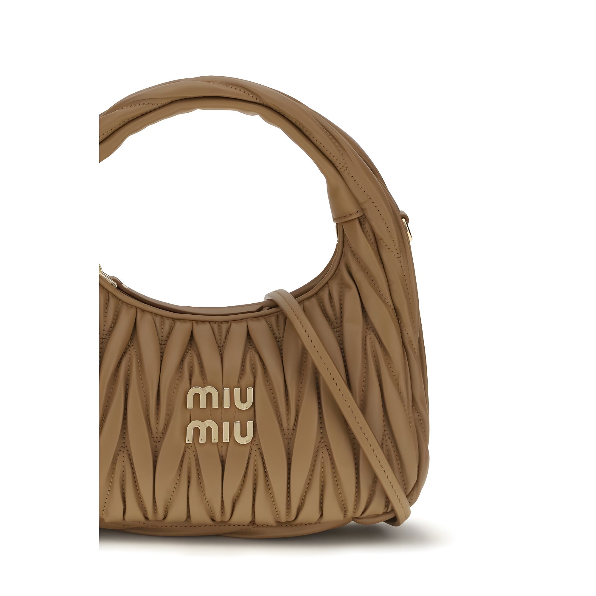 Geantă de umăr Miu Miu bej din piele nappa