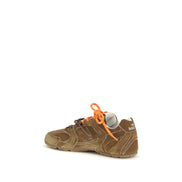 Miu Miu Brown Calf Leather Athletic Sneakers