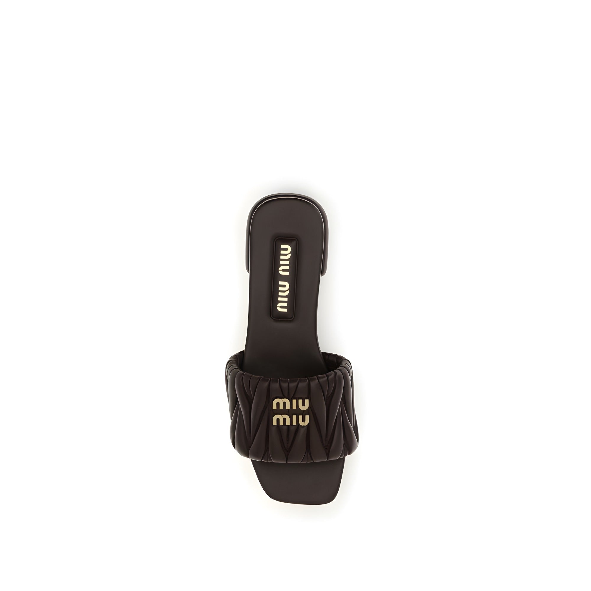 Miu Miu Brown Matelassé Lambskin Flat Sandals