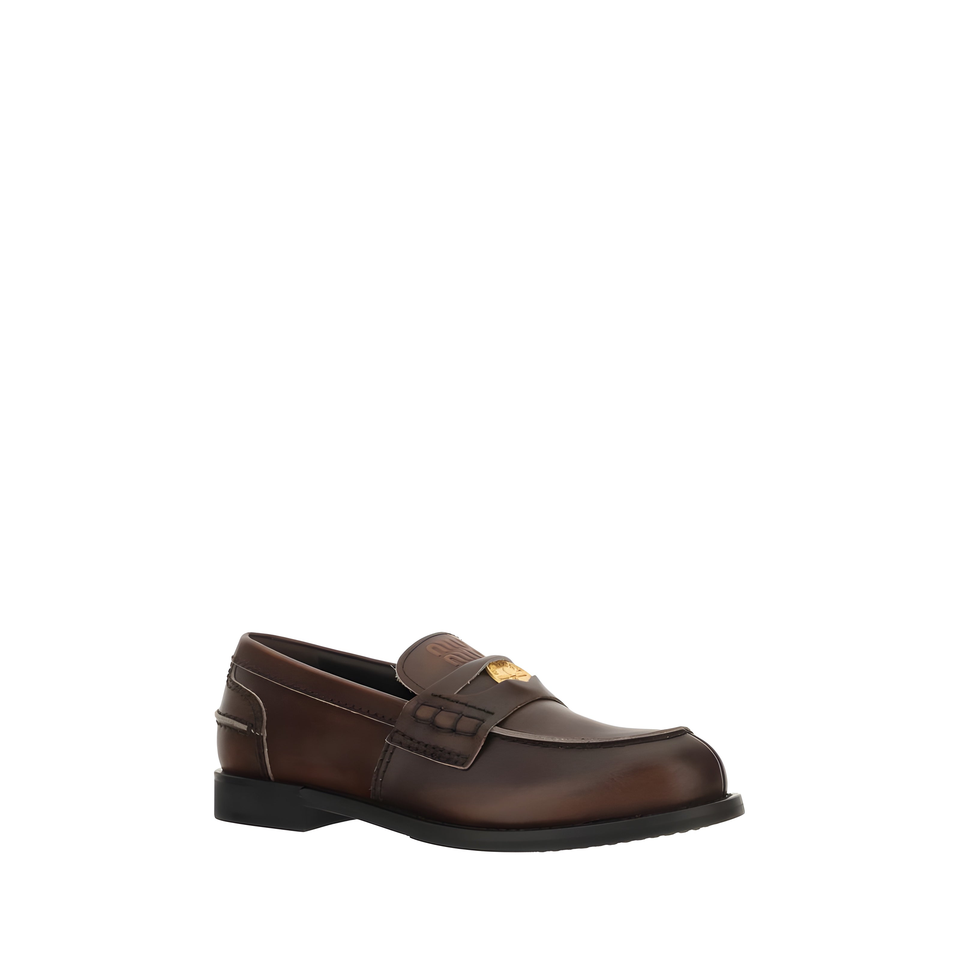 Mocasin maro slip-on Miu Miu din piele de vițel