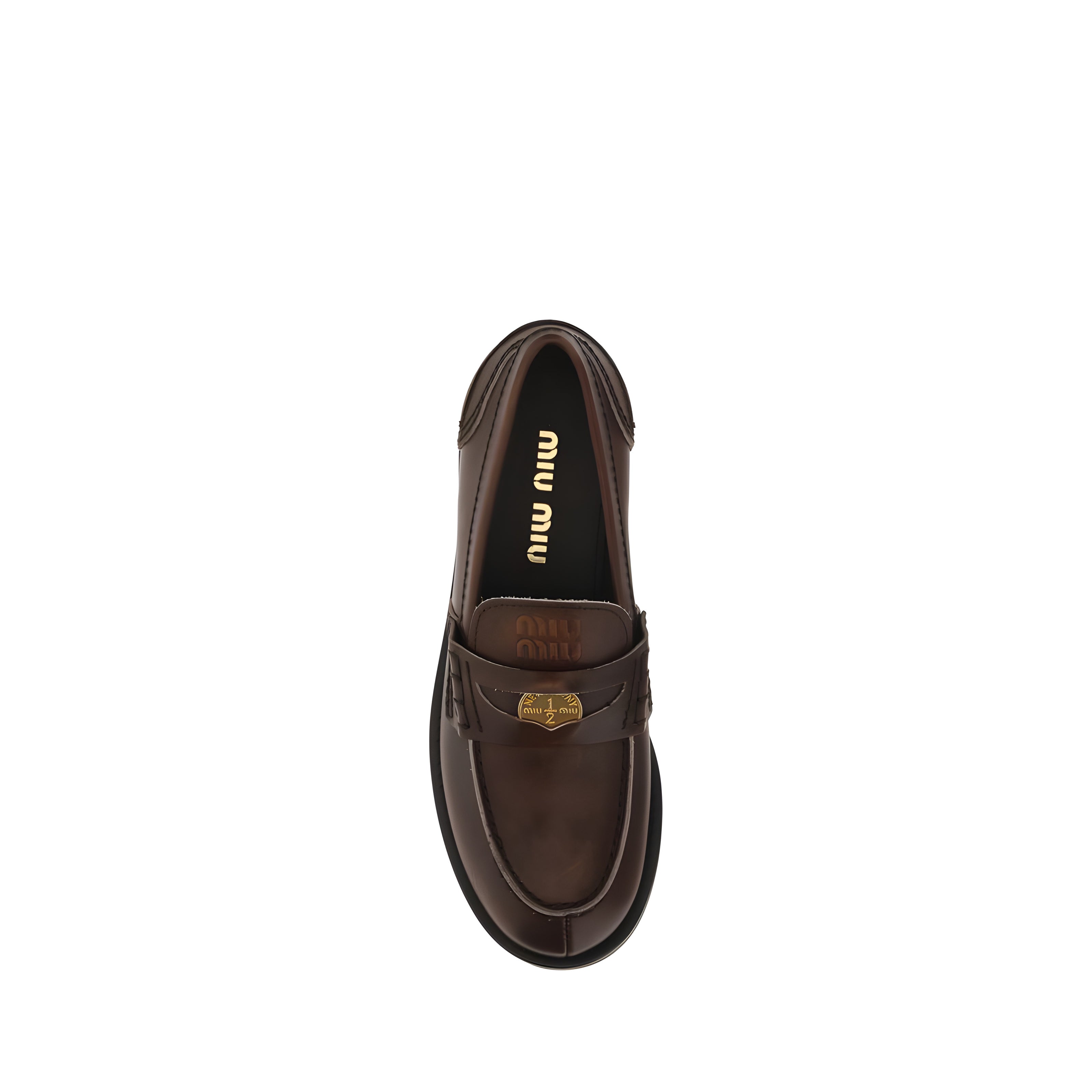 Mocasin maro slip-on Miu Miu din piele de vițel