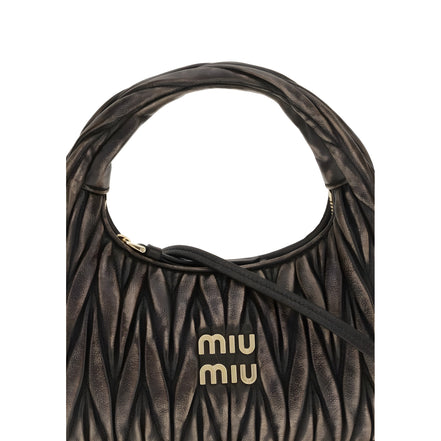 Geantă de umăr Miu Miu maro din piele de miel