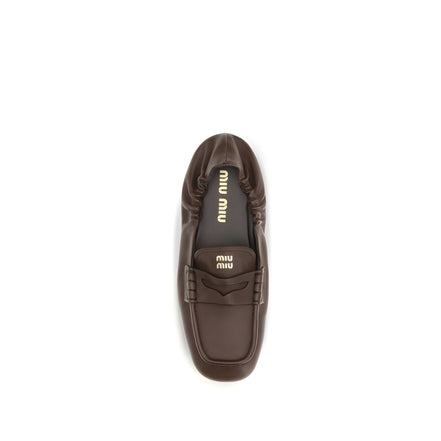 Mocasini slip-on Miu Miu maro din piele de miel