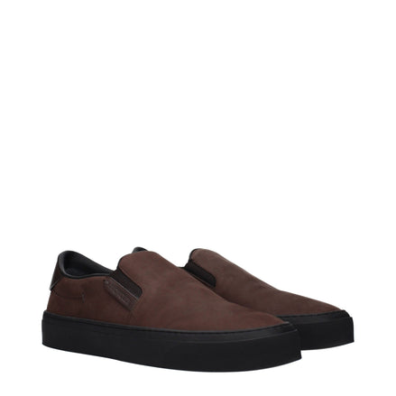 Mocasini slip-on Moncler din piele maro