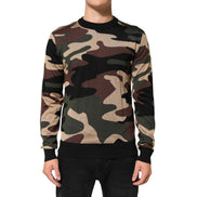 Dolce & Gabbana Multicolor Camouflage Crew Neck Sweater