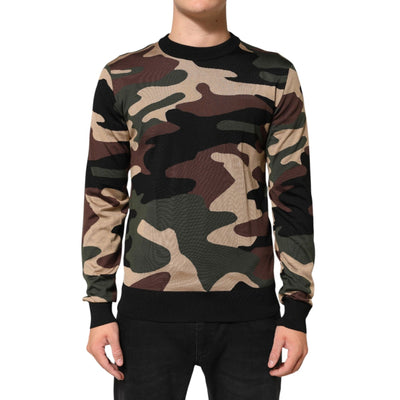 Pulover Dolce & Gabbana cu guler rotund și camuflaj multicolor