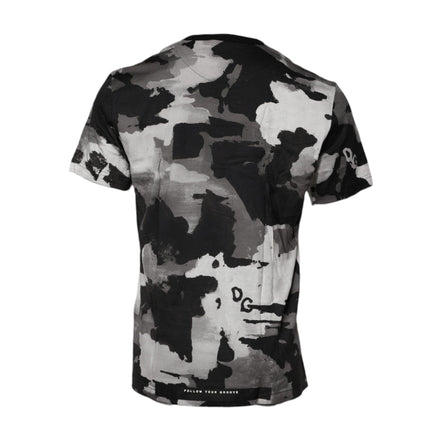 Tricou Dolce & Gabbana cu decolteu la baza gâtului, camuflaj multicolor