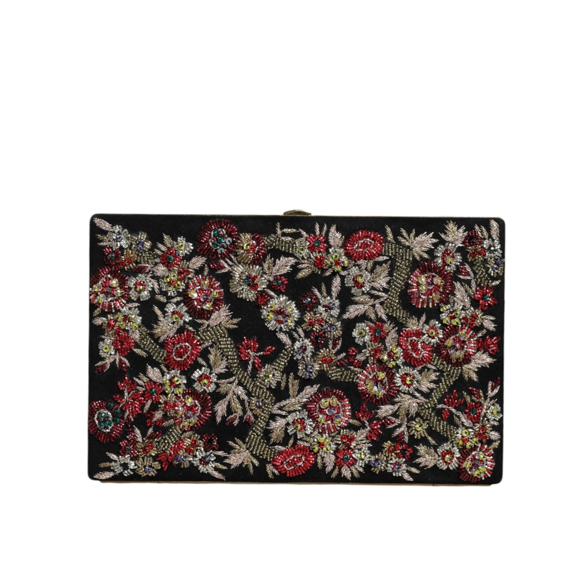 Dolce & Gabbana Multicolor Floral Gold Frame Evening Clutch