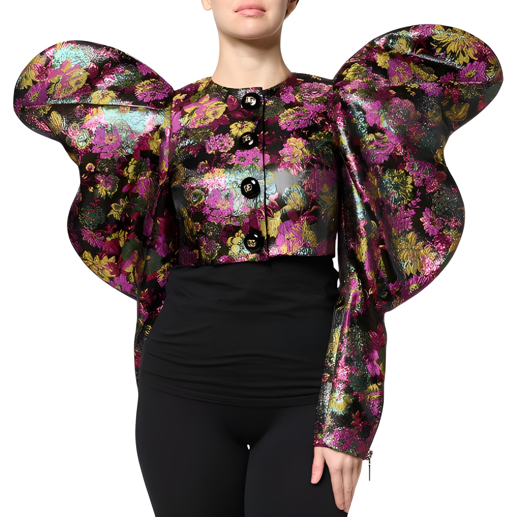Dolce & Gabbana Multicolor Floral Jacquard Cropped Jacket