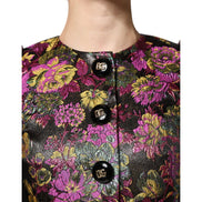 Sacou scurt Dolce & Gabbana din jacquard floral multicolor