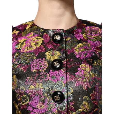 Sacou scurt Dolce & Gabbana din jacquard floral multicolor