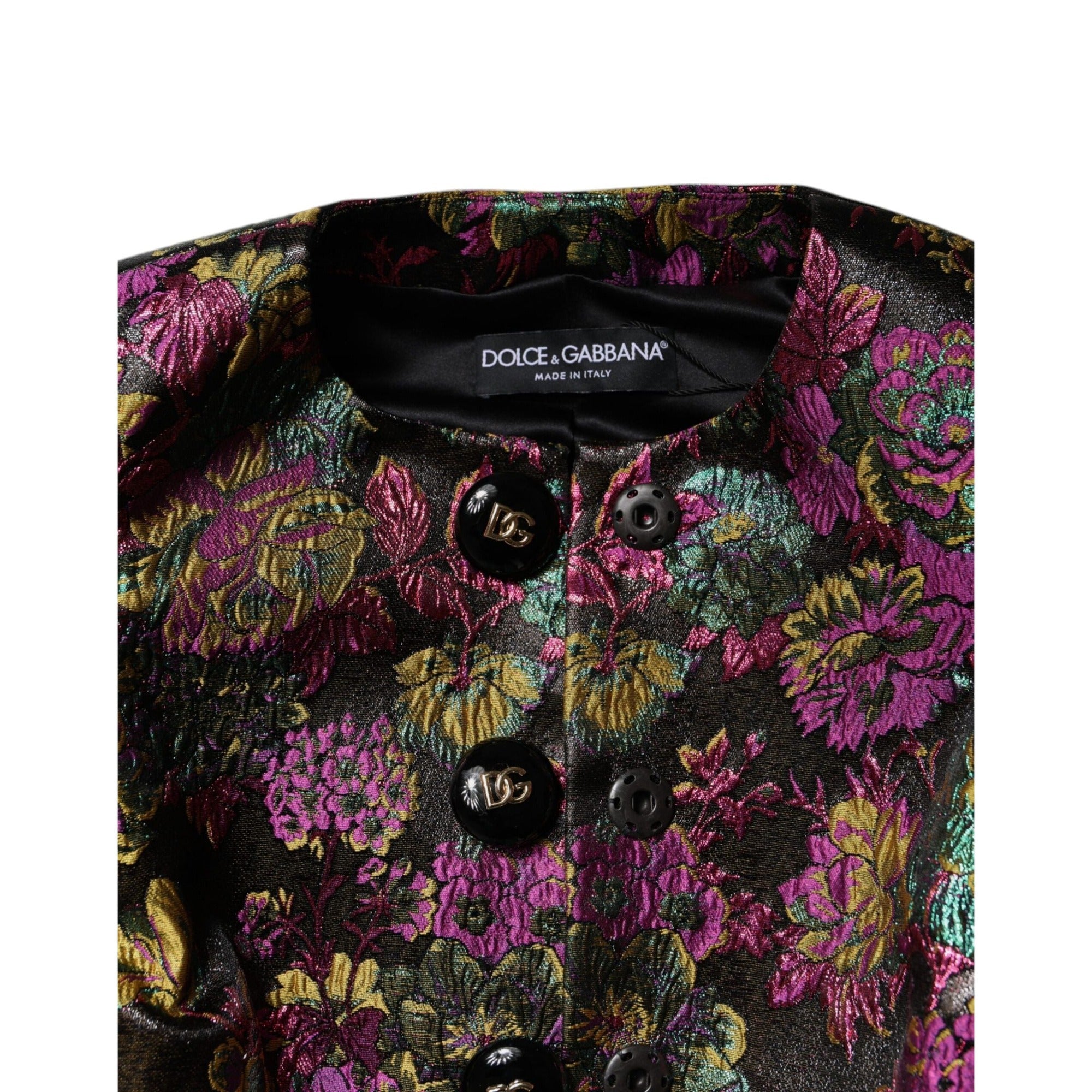 Sacou scurt Dolce & Gabbana din jacquard floral multicolor