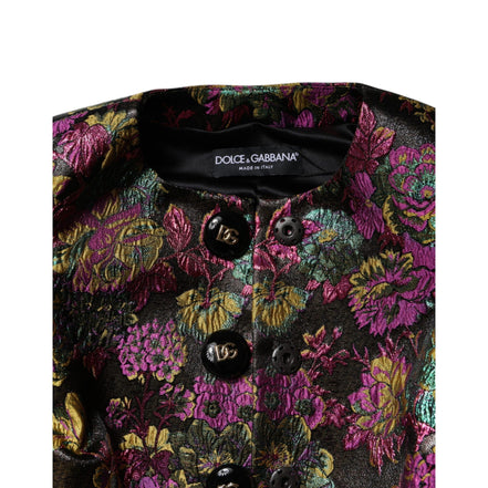 Sacou scurt Dolce & Gabbana din jacquard floral multicolor