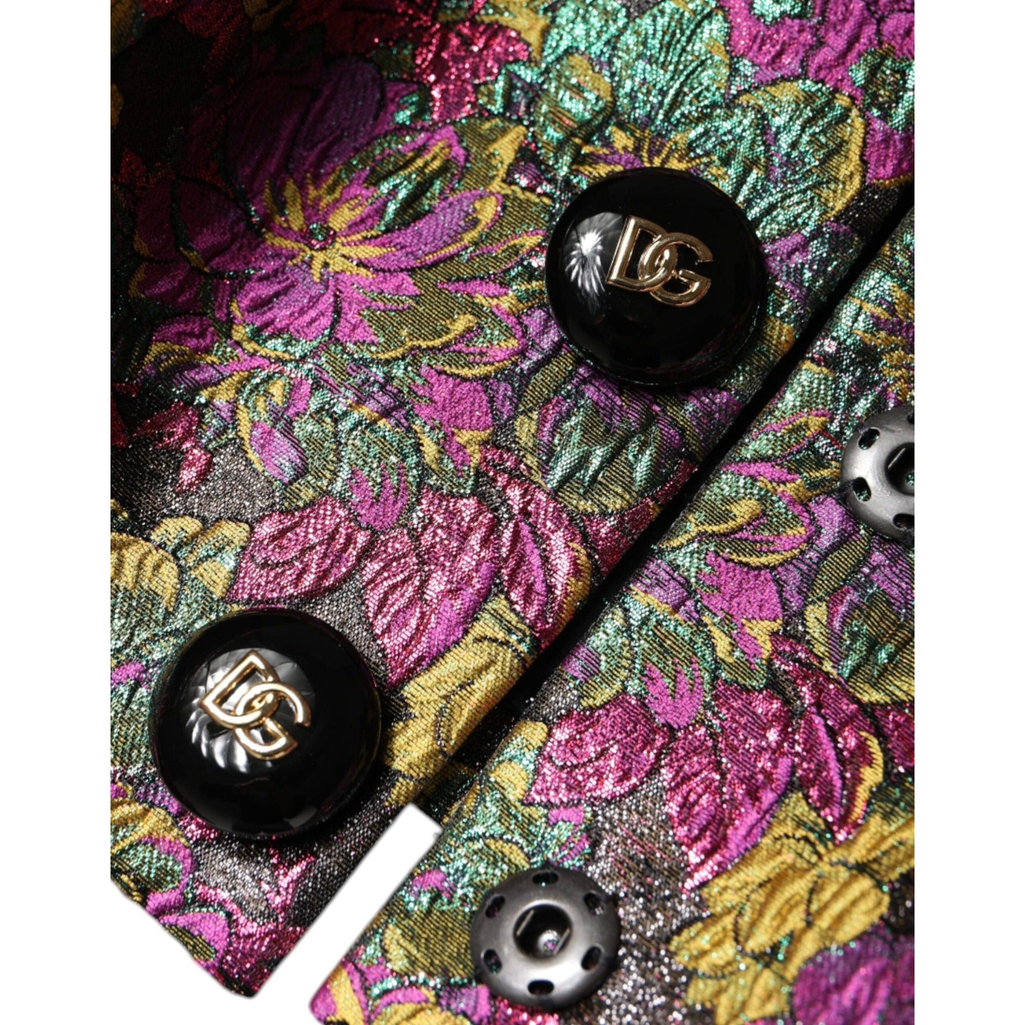 Sacou scurt Dolce & Gabbana din jacquard floral multicolor