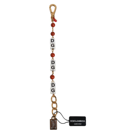 Dolce & Gabbana Brățară cu zaruri cu logo DG, lanț multicolor din alamă auriu