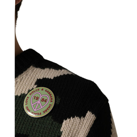 Dolce & Gabbana Multicolor Intarsia-Knit Camouflage Sweater