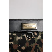 Dolce & Gabbana Multicolor Leopard Jacquard Logo Pouch Bag