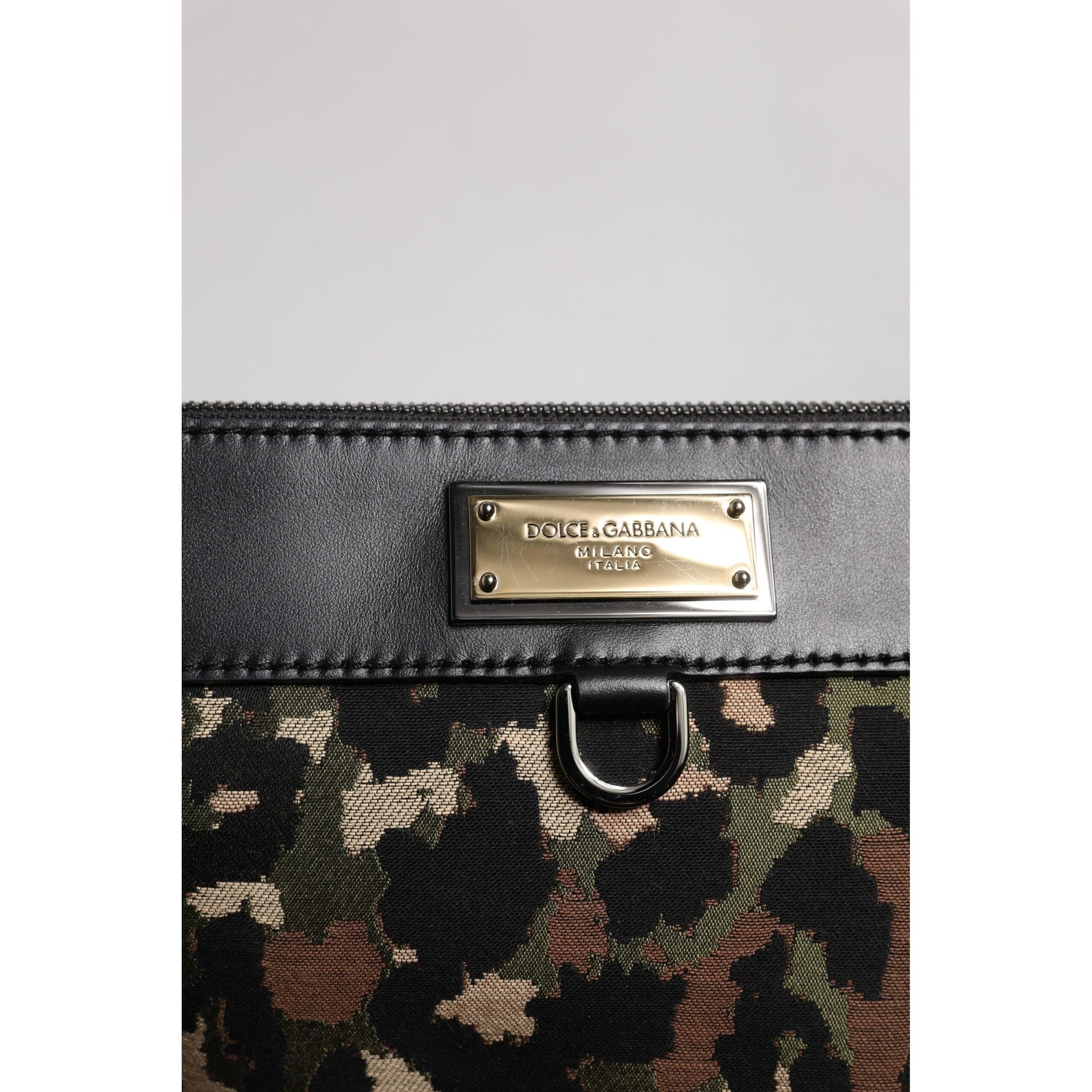 Dolce & Gabbana Multicolor Leopard Jacquard Logo Pouch Bag