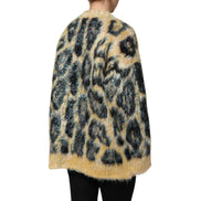 Pulover Dolce & Gabbana multicolor din mohair cu guler rotund și imprimeu leopard