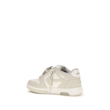 Off-White Beige Leather Low Top Sneakers