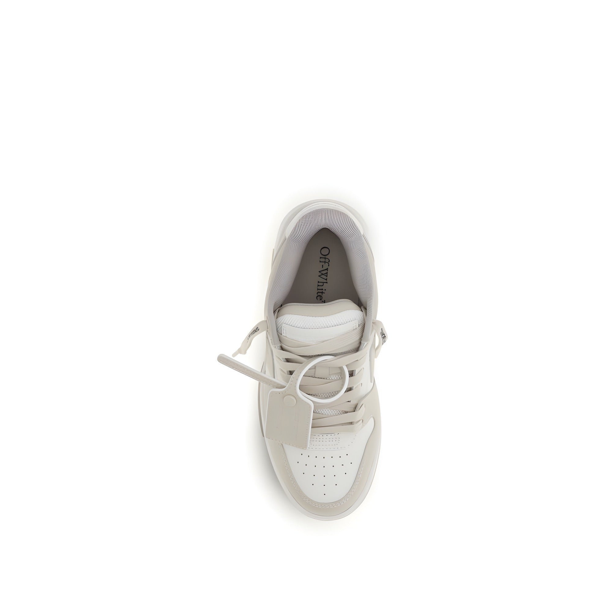 Off-White Beige Leather Low Top Sneakers