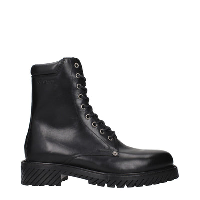 Ghete Off-White negre din piele până la gleznă