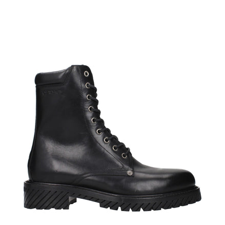 Ghete Off-White negre din piele până la gleznă