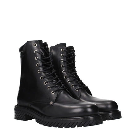 Ghete Off-White negre din piele până la gleznă