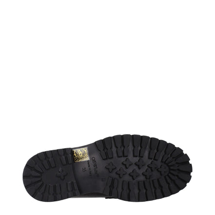 Off-White Black Leather Slip-On Loafers