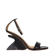 Sandale Off-White negre din piele cu toc stiletto