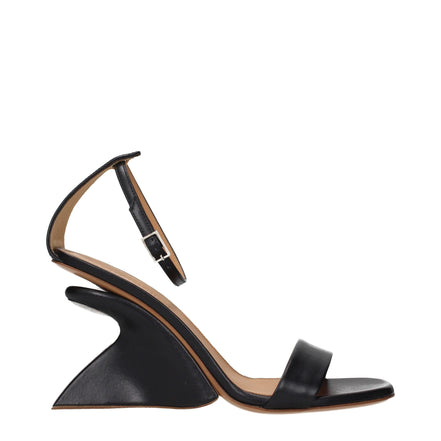 Sandale Off-White negre din piele cu toc stiletto