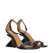 Sandale Off-White negre din piele cu toc stiletto