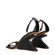 Sandale Off-White negre din piele cu toc stiletto