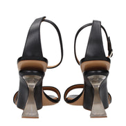 Sandale Off-White negre din piele cu toc stiletto
