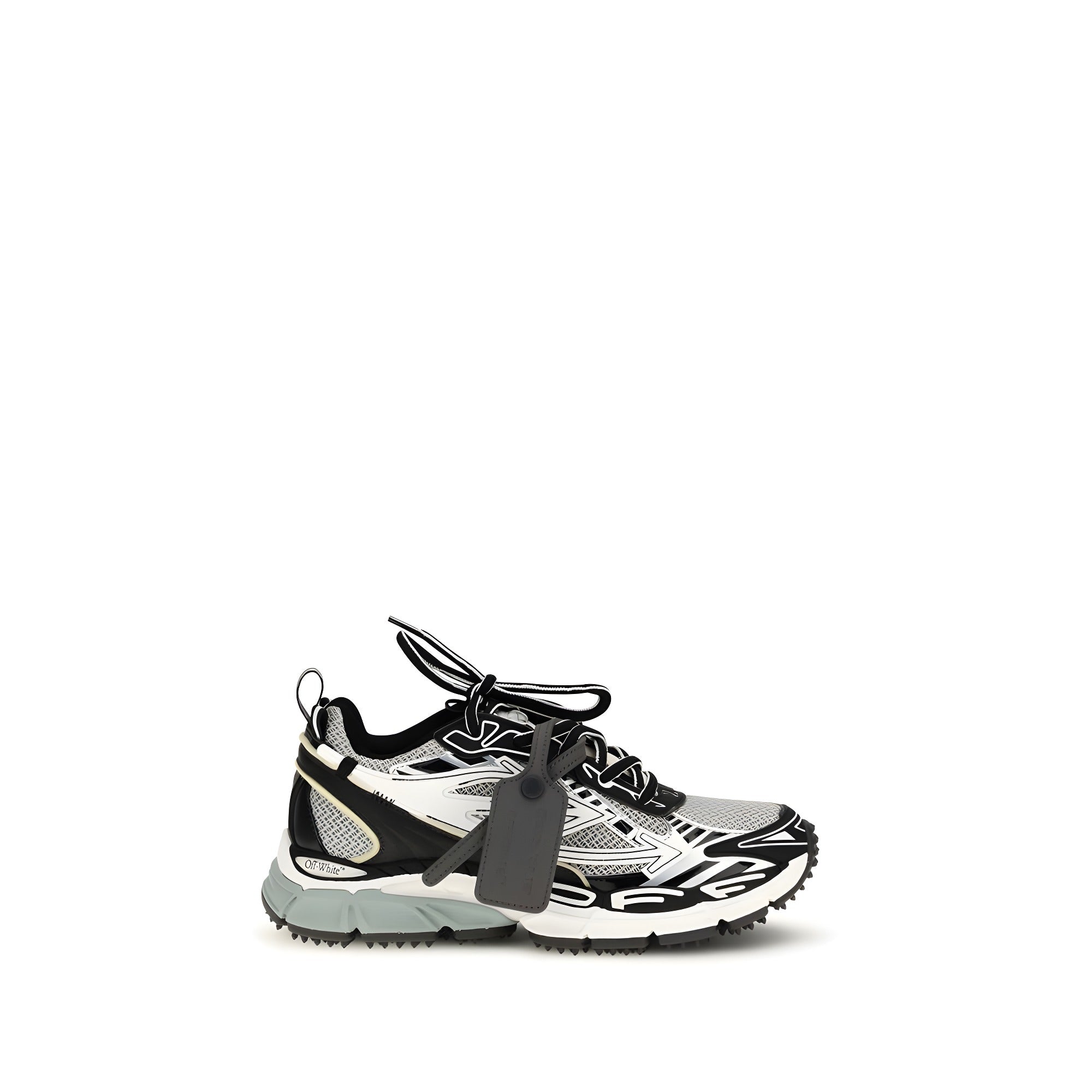 Off-White Gray Polyester Athletic Sneakers
