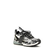 Off-White Gray Polyester Athletic Sneakers